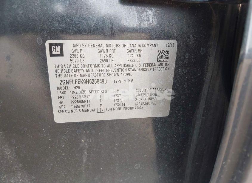 Photo 9 of 2017 Chevrolet Equinox LT (VIN 2GNFLFEK9H6268490)