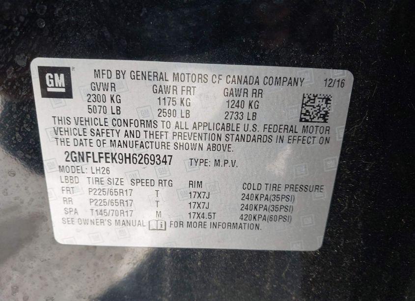 Photo 9 of 2017 Chevrolet Equinox LT (VIN 2GNFLFEK9H6269347)