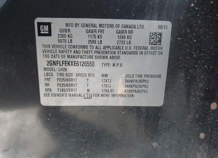 Photo 9 of 2014 Chevrolet Equinox 1LT (VIN 2GNFLFEKXE6126550)