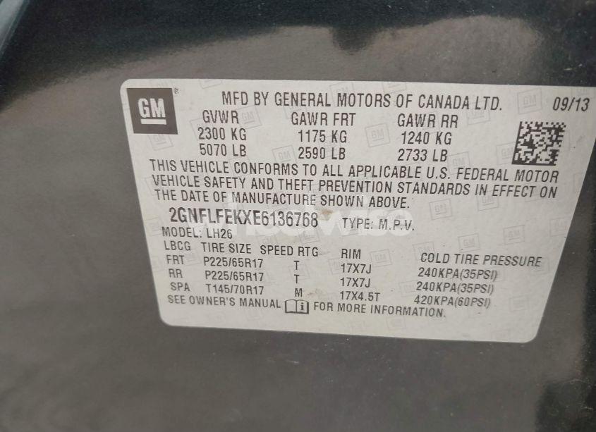 Photo 9 of 2014 Chevrolet Equinox 1LT (VIN 2GNFLFEKXE6136768)