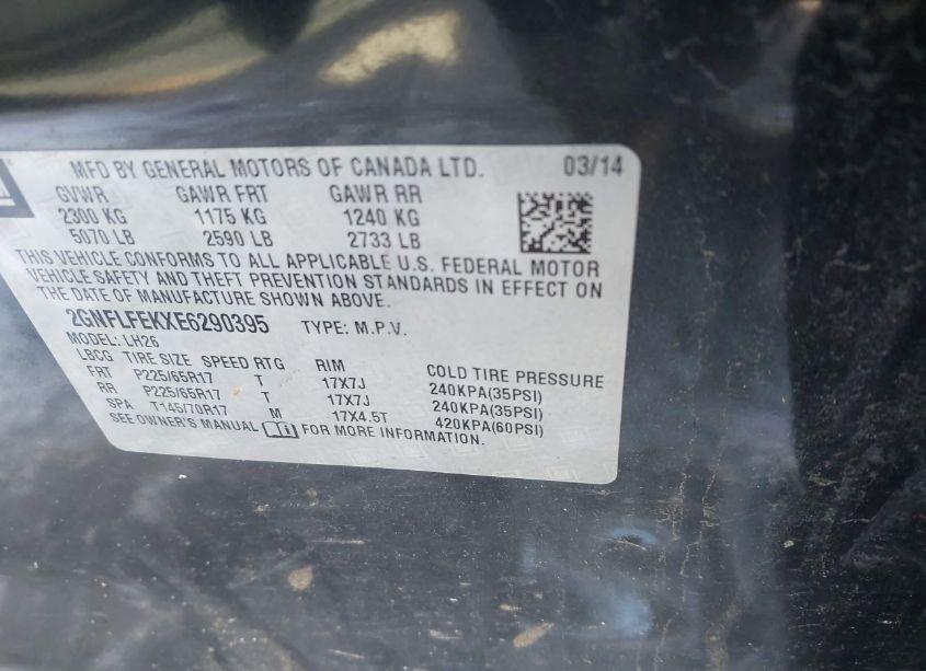 Photo 9 of 2014 Chevrolet Equinox 1LT (VIN 2GNFLFEKXE6290395)