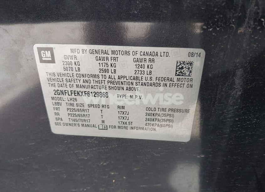 Photo 9 of 2015 Chevrolet Equinox 1LT (VIN 2GNFLFEKXF6129868)