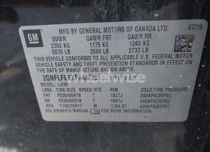 Photo 9 of 2015 Chevrolet Equinox 1LT (VIN 2GNFLFEKXF6432701)