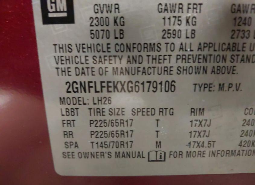 Photo 9 of 2016 Chevrolet Equinox LT (VIN 2GNFLFEKXG6179106)