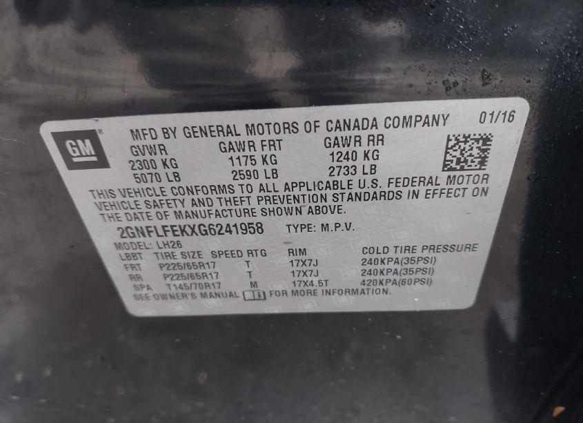 Photo 9 of 2016 Chevrolet Equinox LT (VIN 2GNFLFEKXG6241958)