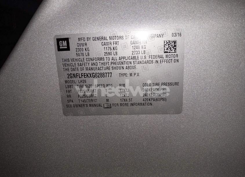 Photo 9 of 2016 Chevrolet Equinox LT (VIN 2GNFLFEKXG6288777)