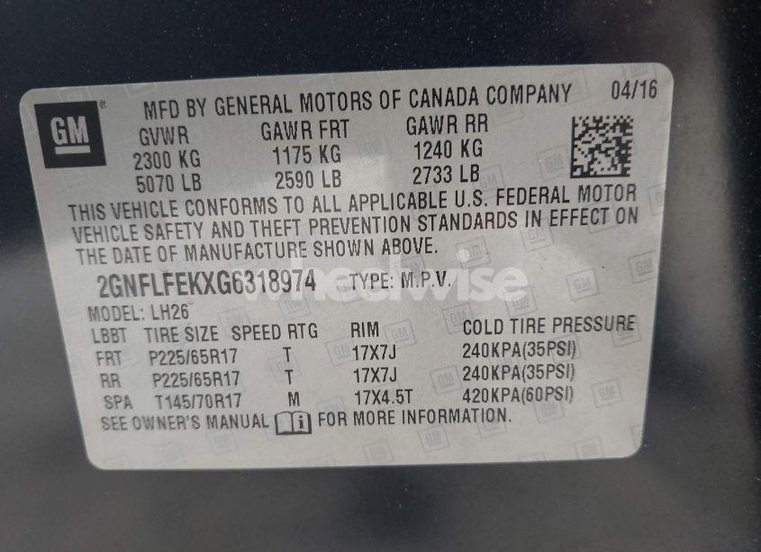 Photo 9 of 2016 Chevrolet Equinox LT (VIN 2GNFLFEKXG6318974)