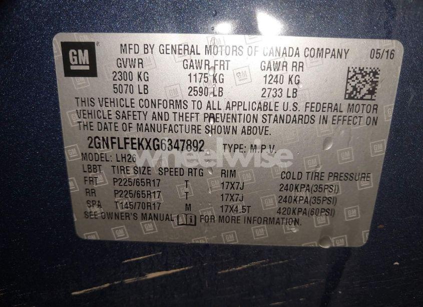 Photo 9 of 2016 Chevrolet Equinox LT (VIN 2GNFLFEKXG6347892)