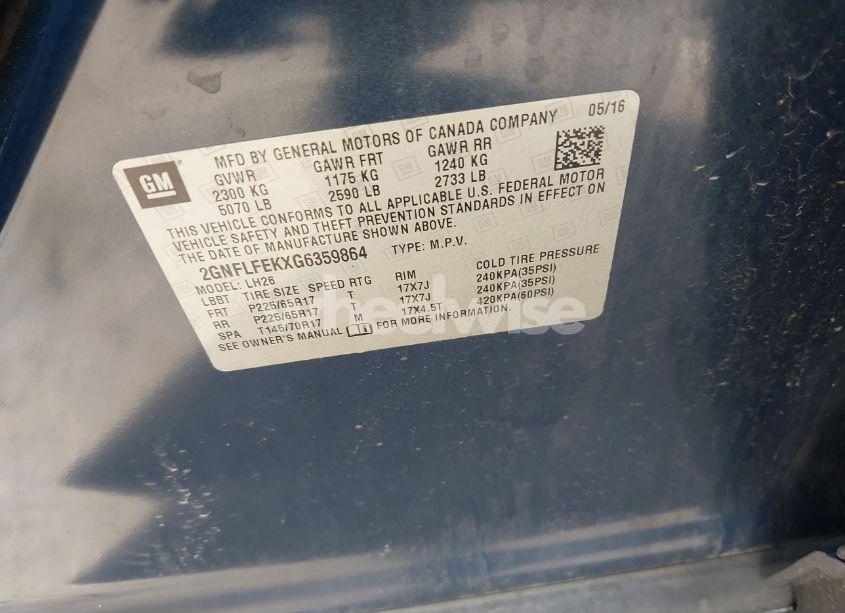 Photo 9 of 2016 Chevrolet Equinox LT (VIN 2GNFLFEKXG6359864)