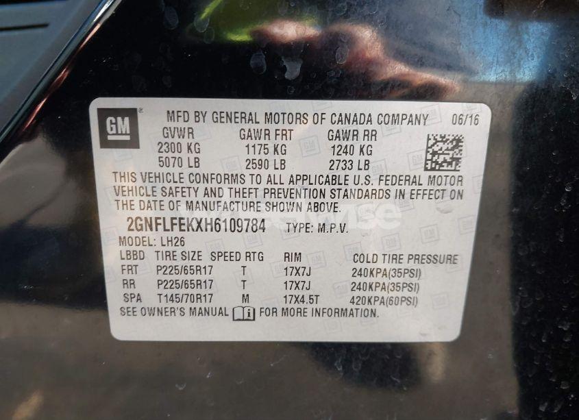 Photo 9 of 2017 Chevrolet Equinox LT (VIN 2GNFLFEKXH6109784)