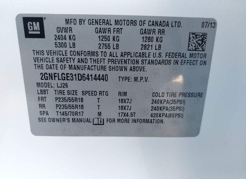 Photo 9 of 2013 Chevrolet Equinox LTZ (VIN 2GNFLGE31D6414440)