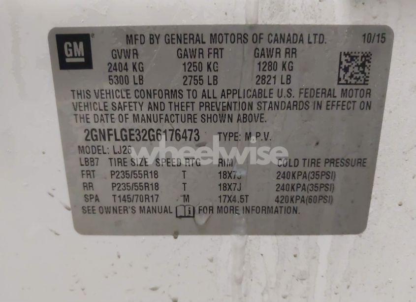 Photo 9 of 2016 Chevrolet Equinox LTZ (VIN 2GNFLGE32G6176473)