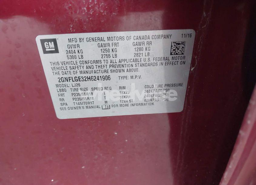 Photo 9 of 2017 Chevrolet Equinox PREMIER (VIN 2GNFLGE32H6241906)