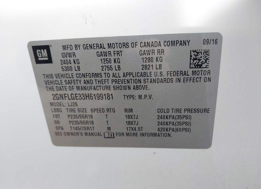 Photo 9 of 2017 Chevrolet Equinox PREMIER (VIN 2GNFLGE33H6199181)