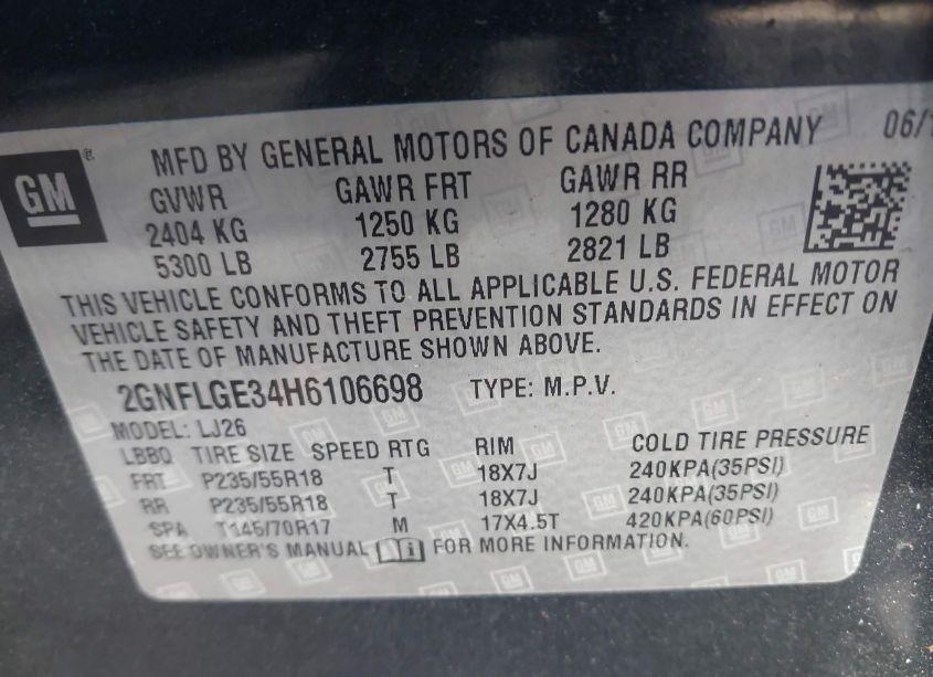 Photo 9 of 2017 Chevrolet Equinox PREMIER (VIN 2GNFLGE34H6106698)