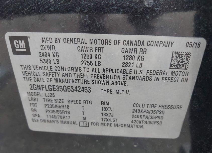 Photo 9 of 2016 Chevrolet Equinox LTZ (VIN 2GNFLGE35G6342453)