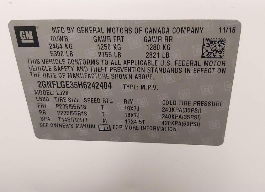 Photo 9 of 2017 Chevrolet Equinox PREMIER (VIN 2GNFLGE35H6242404)