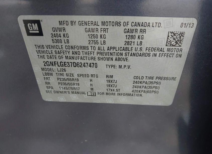 Photo 9 of 2013 Chevrolet Equinox LTZ (VIN 2GNFLGE37D6247470)