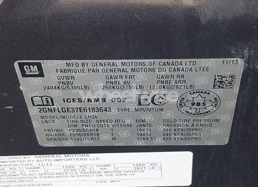 Photo 9 of 2014 Chevrolet Equinox 2LT (VIN 2GNFLGE37E6183643)