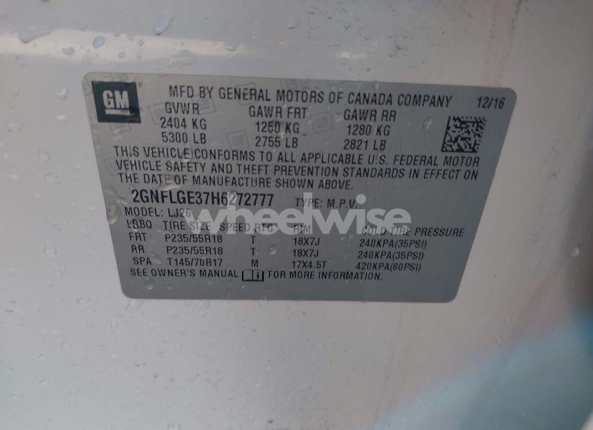 Photo 9 of 2017 Chevrolet Equinox PREMIER (VIN 2GNFLGE37H6272777)