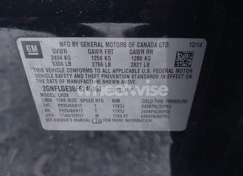 Photo 9 of 2015 Chevrolet Equinox 2LT (VIN 2GNFLGE38F6246167)