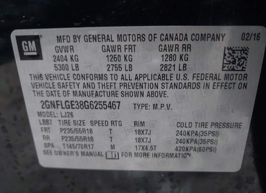 Photo 9 of 2016 Chevrolet Equinox LTZ (VIN 2GNFLGE38G6255467)