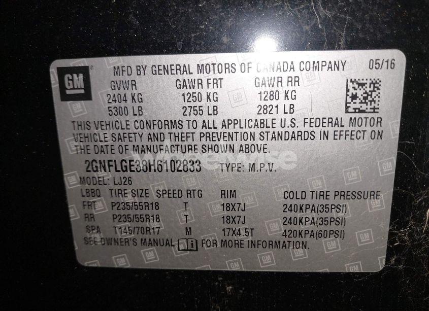 Photo 9 of 2017 Chevrolet Equinox PREMIER (VIN 2GNFLGE38H6102833)