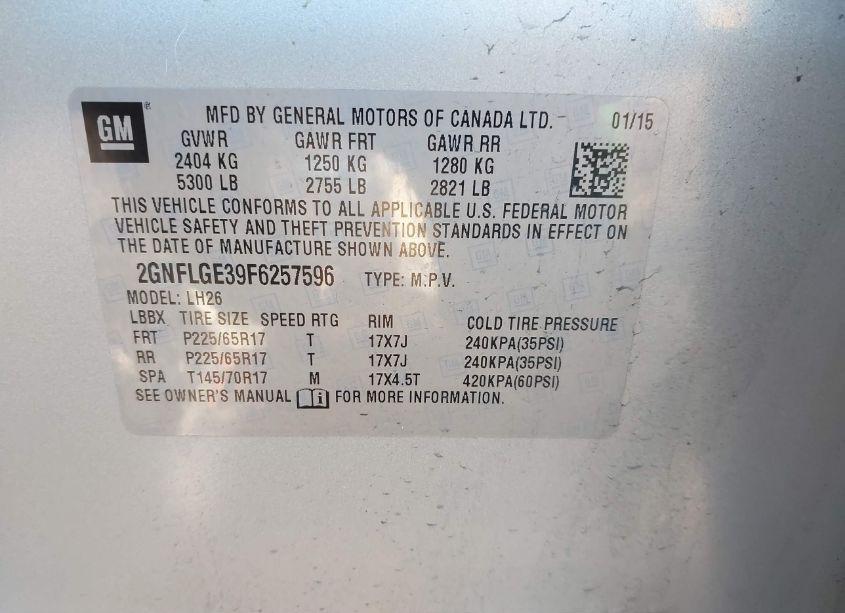 Photo 9 of 2015 Chevrolet Equinox 2LT (VIN 2GNFLGE39F6257596)