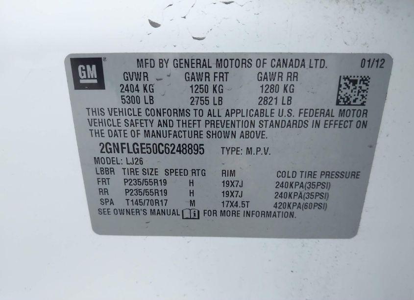 Photo 9 of 2012 Chevrolet Equinox LTZ (VIN 2GNFLGE50C6248895)