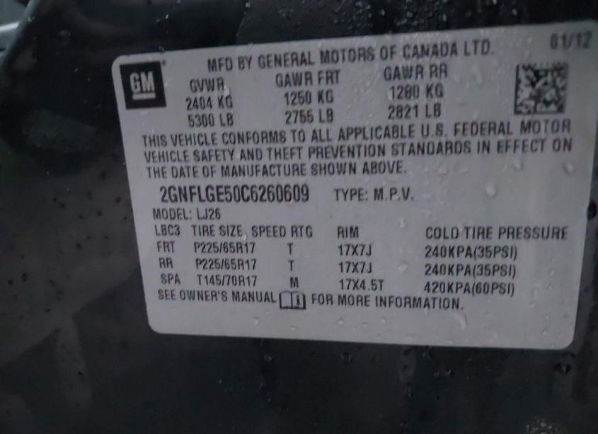 Photo 9 of 2012 Chevrolet Equinox LTZ (VIN 2GNFLGE50C6260609)