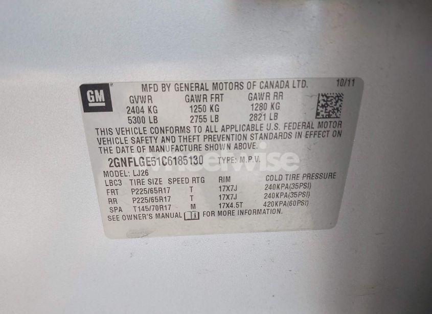 Photo 9 of 2012 Chevrolet Equinox LTZ (VIN 2GNFLGE51C6185130)