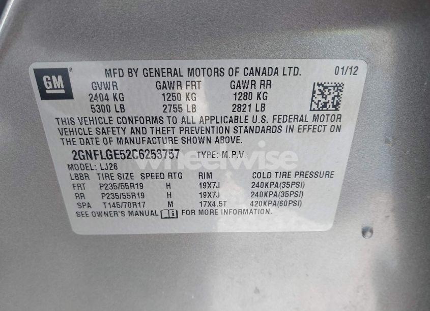 Photo 9 of 2012 Chevrolet Equinox LTZ (VIN 2GNFLGE52C6253757)