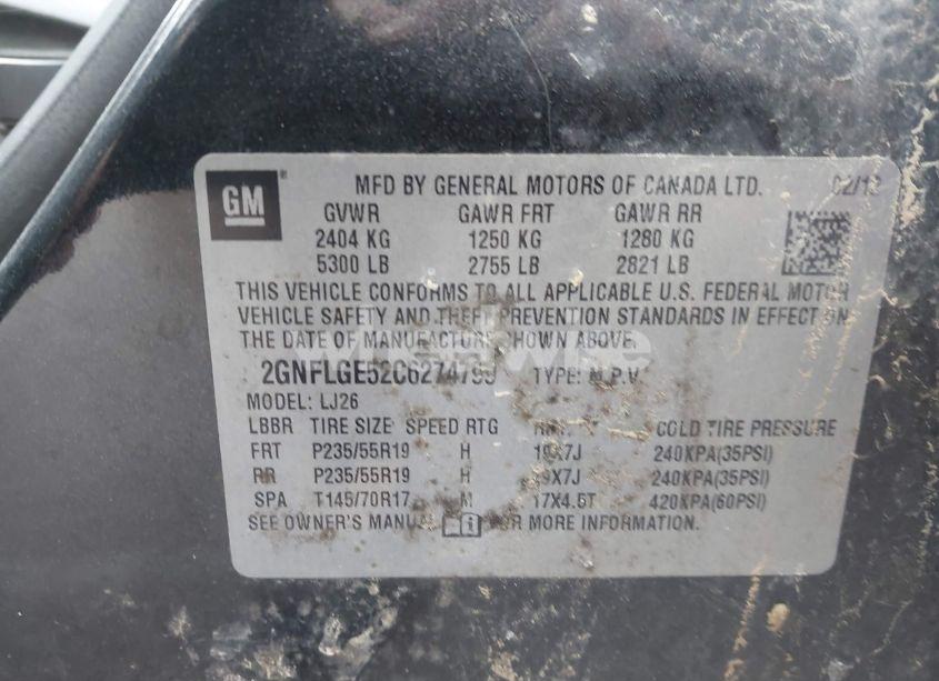 Photo 9 of 2012 Chevrolet Equinox LTZ (VIN 2GNFLGE52C6274799)