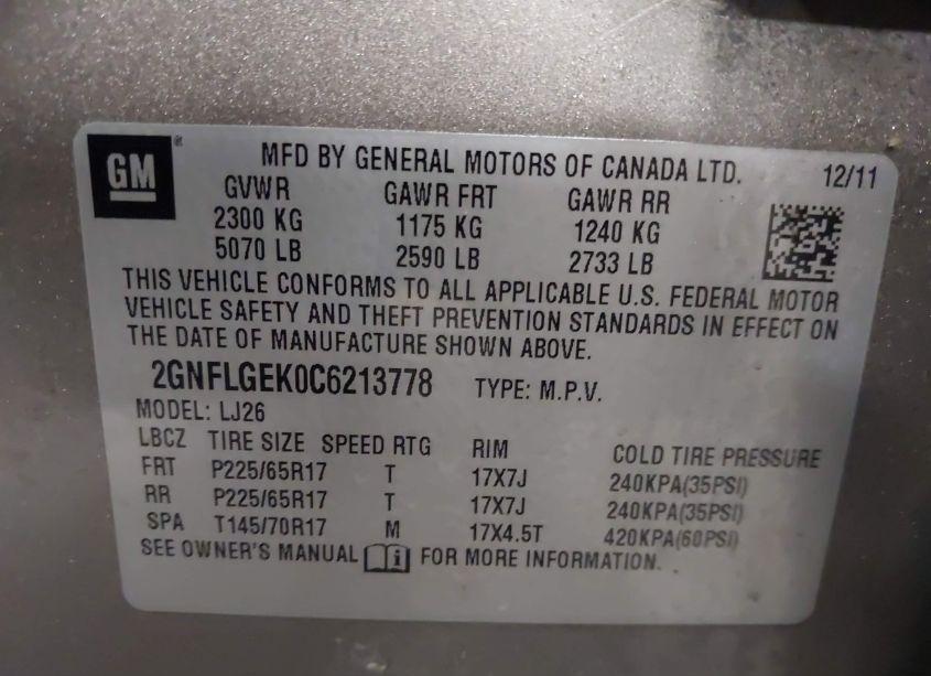 Photo 9 of 2012 Chevrolet Equinox LTZ (VIN 2GNFLGEK0C6213778)