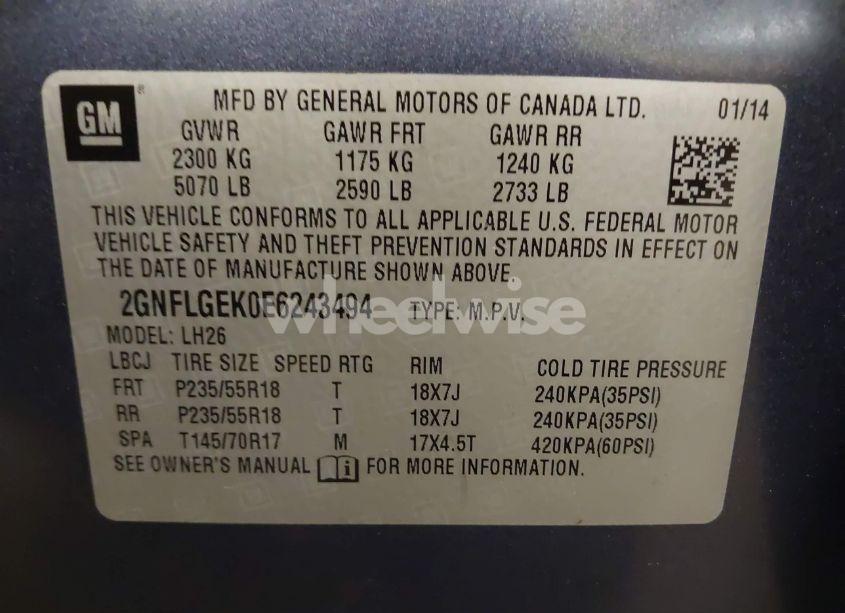 Photo 9 of 2014 Chevrolet Equinox 2LT (VIN 2GNFLGEK0E6243494)