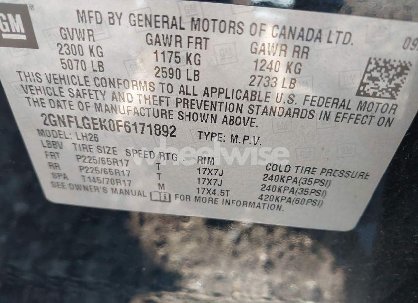 Photo 9 of 2015 Chevrolet Equinox 2LT (VIN 2GNFLGEK0F6171892)