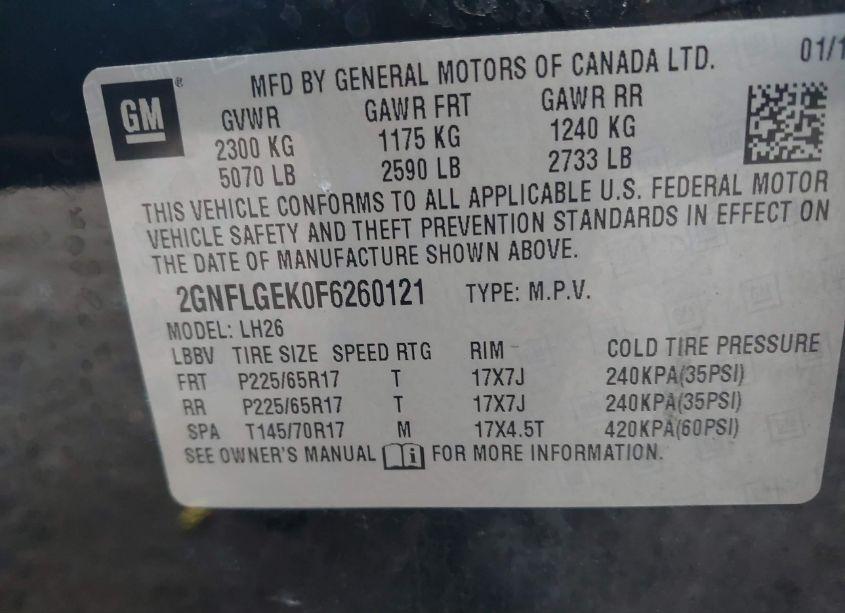 Photo 9 of 2015 Chevrolet Equinox 2LT (VIN 2GNFLGEK0F6260121)