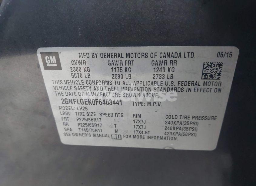 Photo 9 of 2015 Chevrolet Equinox 2LT (VIN 2GNFLGEK0F6403441)