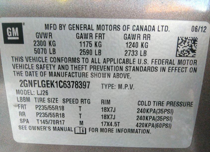 Photo 9 of 2012 Chevrolet Equinox LTZ (VIN 2GNFLGEK1C6378397)