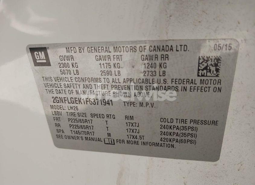 Photo 9 of 2015 Chevrolet Equinox 2LT (VIN 2GNFLGEK1F6371941)