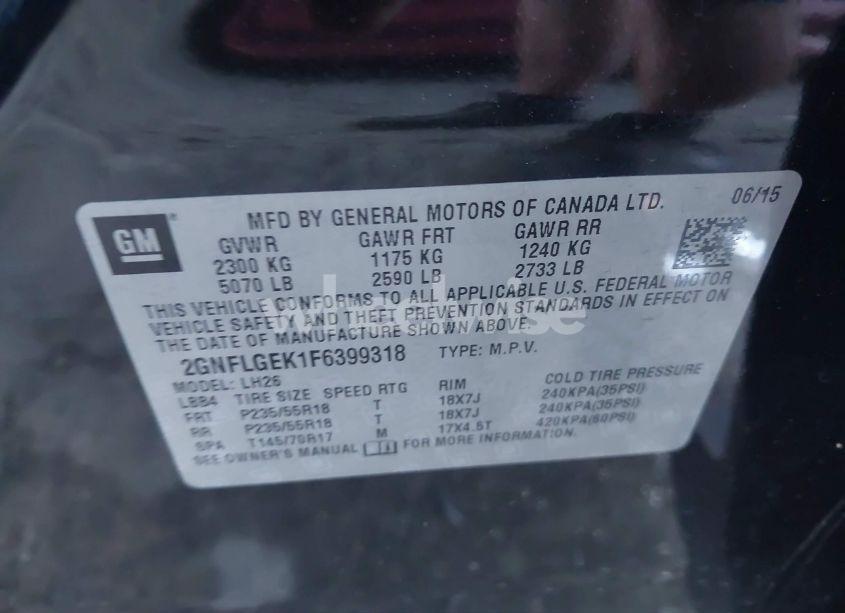 Photo 9 of 2015 Chevrolet Equinox 2LT (VIN 2GNFLGEK1F6399318)