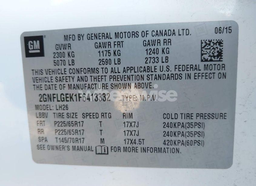 Photo 9 of 2015 Chevrolet Equinox 2LT (VIN 2GNFLGEK1F6413332)