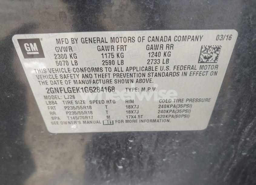 Photo 9 of 2016 Chevrolet Equinox LTZ (VIN 2GNFLGEK1G6284168)