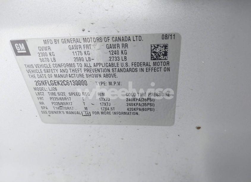 Photo 9 of 2012 Chevrolet Equinox LTZ (VIN 2GNFLGEK2C6130000)