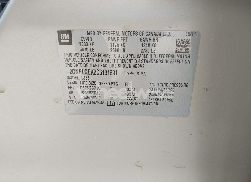 Photo 9 of 2012 Chevrolet Equinox LTZ (VIN 2GNFLGEK2C6131891)