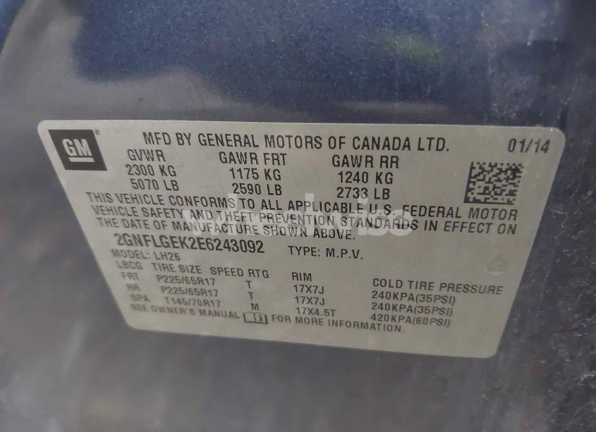 Photo 9 of 2014 Chevrolet Equinox 2LT (VIN 2GNFLGEK2E6243092)