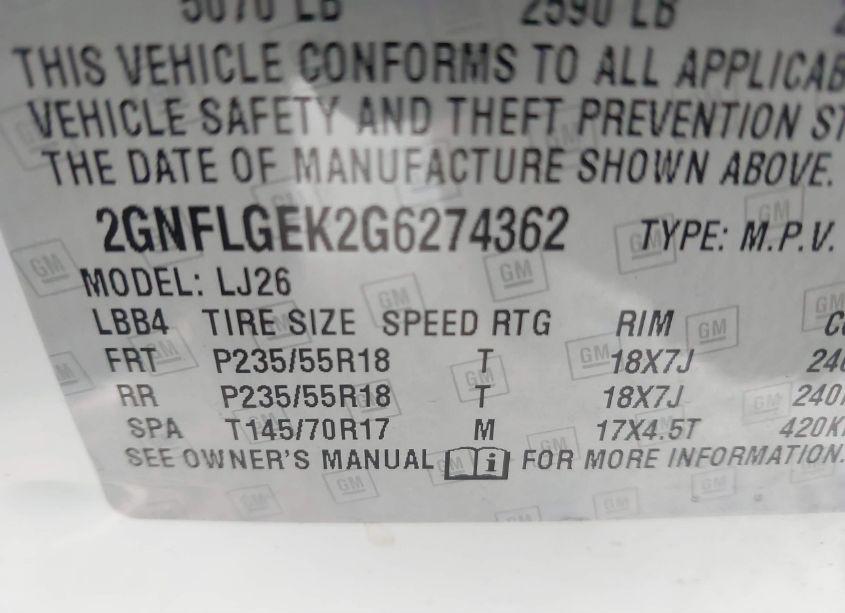 Photo 9 of 2016 Chevrolet Equinox LTZ (VIN 2GNFLGEK2G6274362)