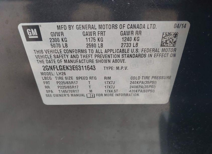 Photo 9 of 2014 Chevrolet Equinox 2LT (VIN 2GNFLGEK3E6311643)