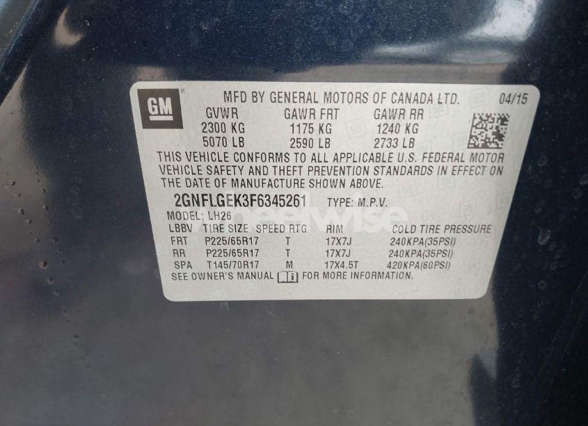 Photo 9 of 2015 Chevrolet Equinox 2LT (VIN 2GNFLGEK3F6345261)