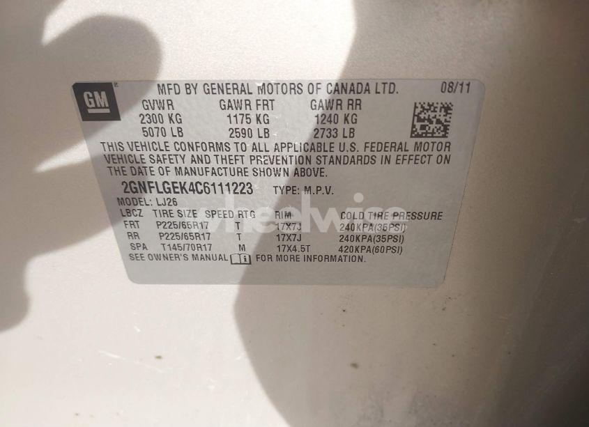 Photo 9 of 2012 Chevrolet Equinox LTZ (VIN 2GNFLGEK4C6111223)